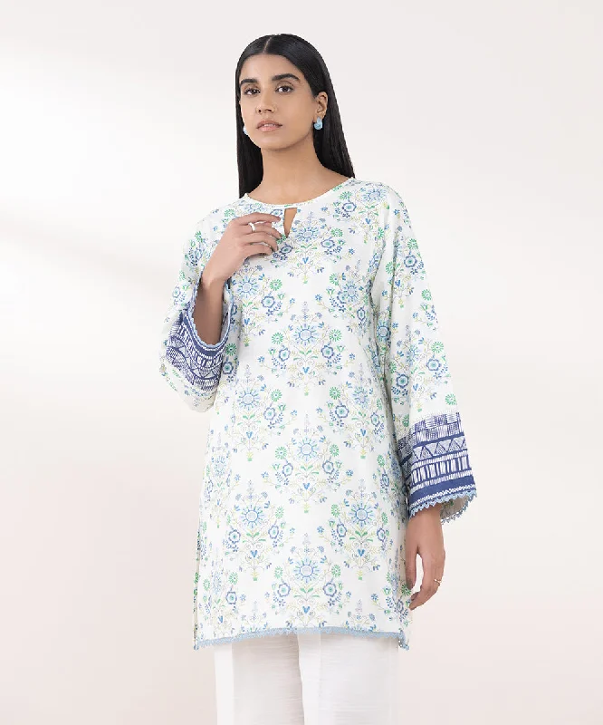 Printed Khaddar Shirt-- Print Jacquard Patchwork