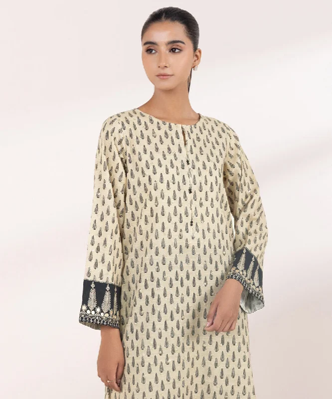 Embroidered Light Khaddar Shirt-- Wool Fabric Cashmere Fabric Tweed Fabric