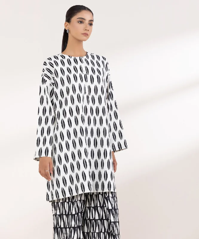 Printed Khaddar Shirt-- Oversized T-Shirt Spandex breathable