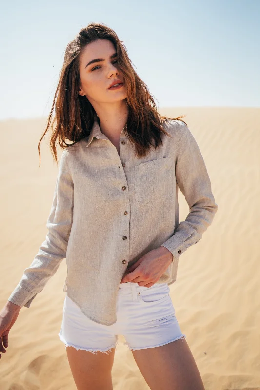 Sanni - Linen Shirt-- Zippered Buttoned Snapped