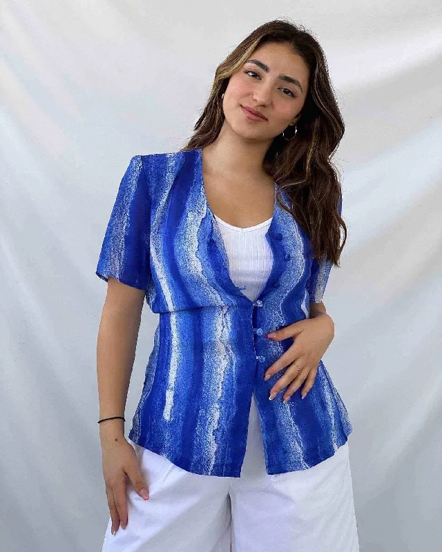 Vintage CANDA Sheer Blue Shirt-- Layered Multi-layer Single Layer