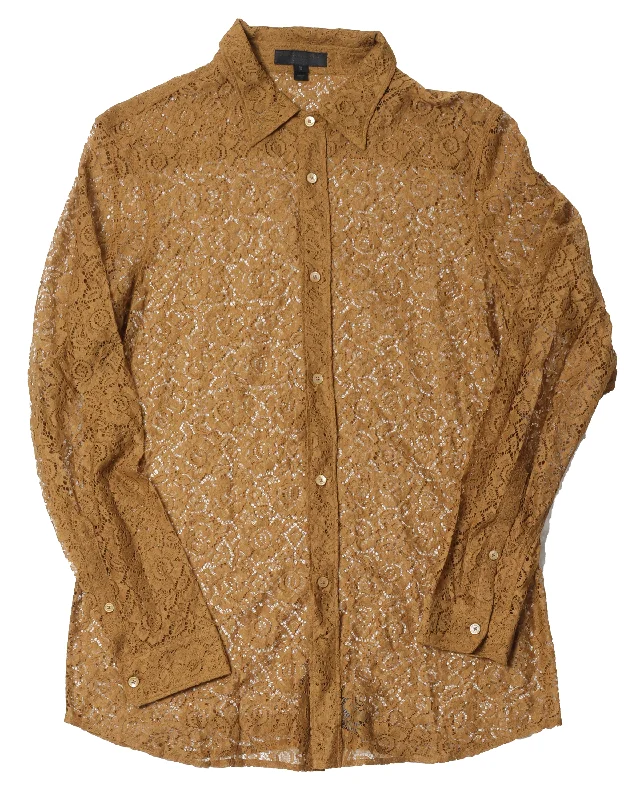 Laced Button Up Shirt-- Striped Floral Plaid