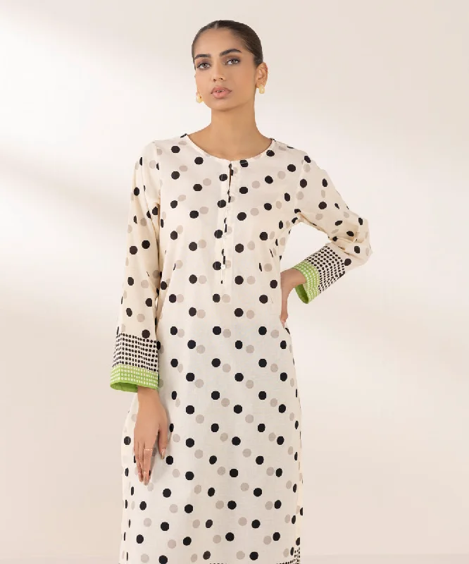 Printed Khaddar Shirt-- Zippered Buttoned Snapped