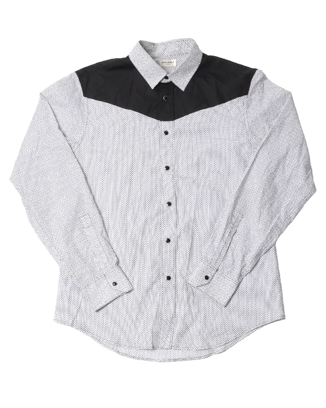 Mini Stars Button Up Shirt-- Boxy Fit Fitted Loose