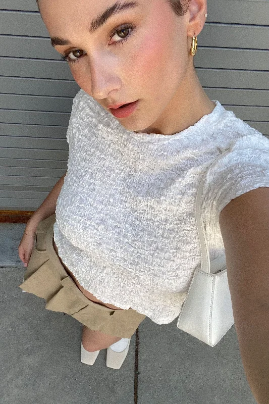CRINKLED TEXTURE TSHIRT-- Chenille Brocade Lace