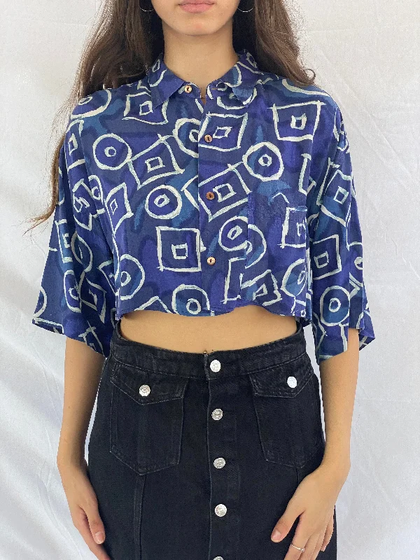 Vintage SHAH~SAFARI Reworked Cropped Shirt-- Elasticated Padded Insulated