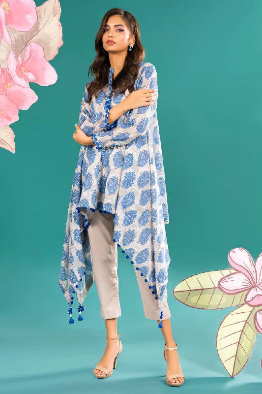 1 Pc Printed Lawn Shirt-- Silk Blend Satin Velvet