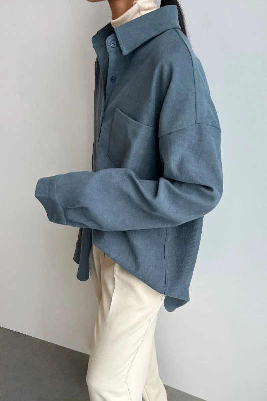 BUTTON UP SHIRT-- Hooded Caped Shawl Collar