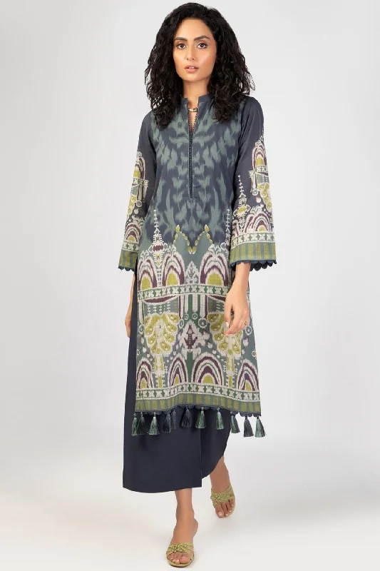 1 Pc Printed Lawn Shirt-- Seamless Knitted Crochet