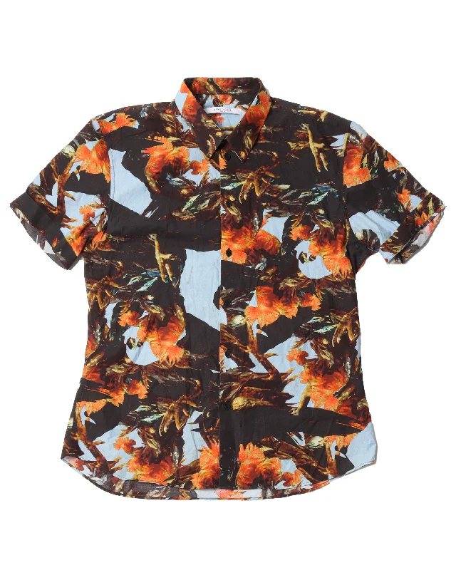Chicken Fighting Button Up Shirt-- Cozy Warm Stylish