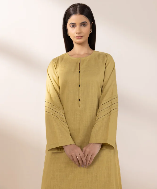 Solid Khaddar Shirt-- Rayon Velvet Corduroy