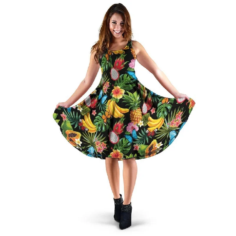 Tropical Fruit Hawaiian Print Dress Tunics Hiking breathable