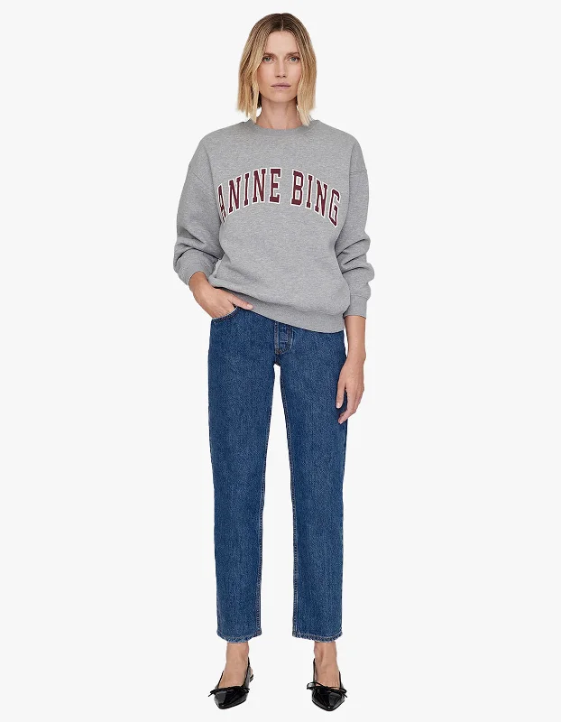 Spencer Sweatshirt Anine Bing - Medium Heather Grey Hoodie with Embroidery Detailed Premium Spencer Sweatshirt Anine Bing - Medium Heather Grey Hoodie with Embroidery Detailed Premium