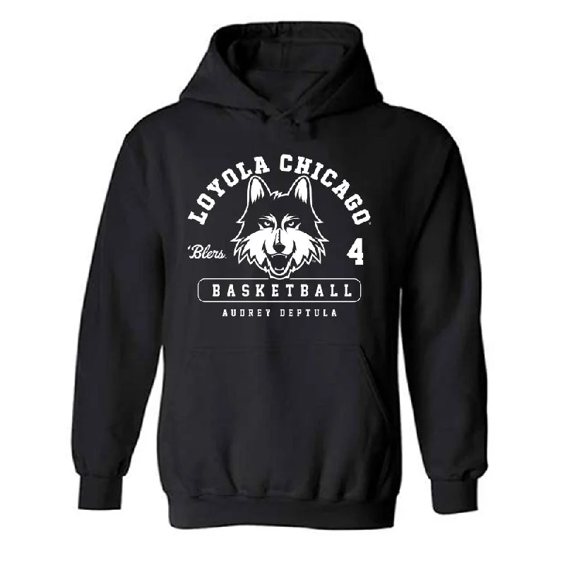 Loyola - NCAA Women's Basketball : Audrey Deptula - Classic Fashion Shersey Hooded Sweatshirt Hoodie with Reflective Safety Nightwear Loyola - NCAA Women's Basketball : Audrey Deptula - Classic Fashion Shersey Hooded Sweatshirt Hoodie with Reflective Safety Nightwear