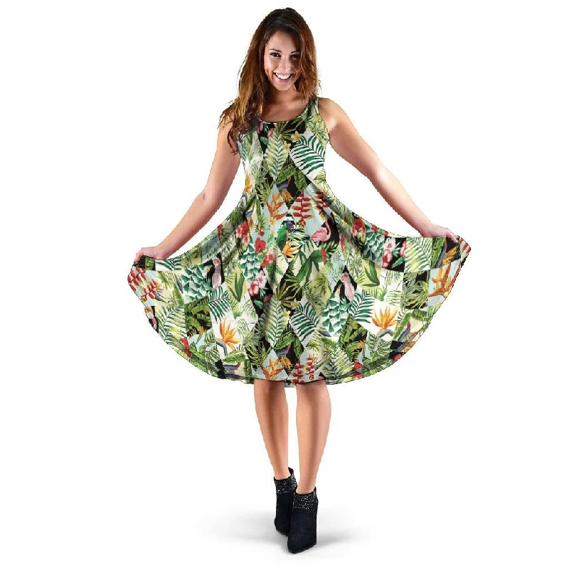 Tropical Bird Patchwork Print Dress Tunics Sale discount