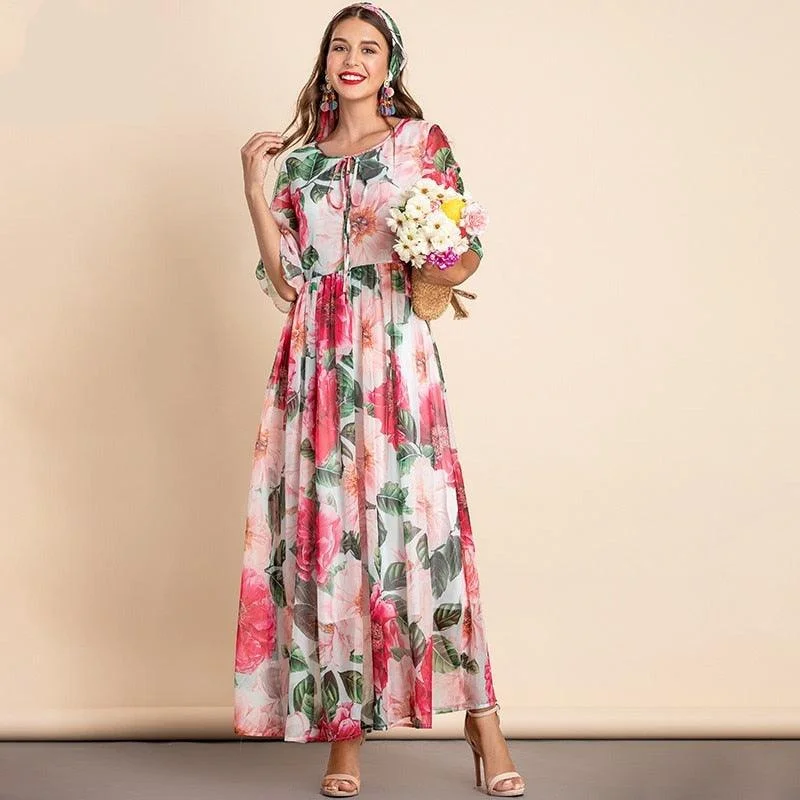New 2022 Fashion Designer Summer Chiffon Dress empire Waist empire