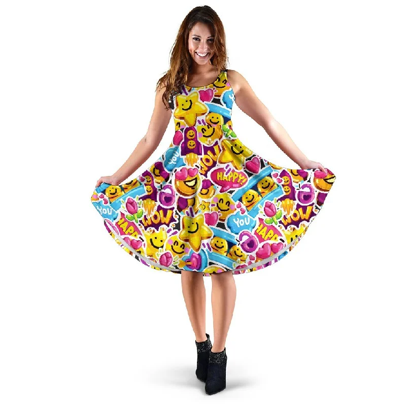 Pattern Print Emoji Dress Tunics Bestseller popular