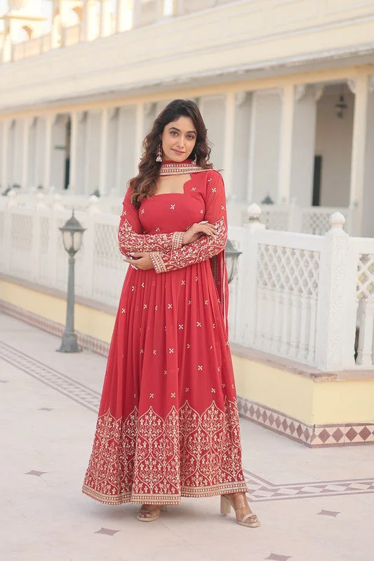 Jyoti Fashion Women's Gajri Faux Georgette Sequins Embroidered Partywear Anarkali Dress with Dupatta Tunics New arrival Jyoti Fashion Women's Gajri Faux Georgette Sequins Embroidered Partywear Anarkali Dress with Dupatta Tunics New arrival