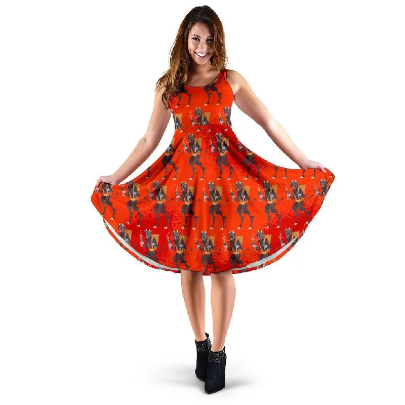 Krampus Pattern Print Dress Tunics Luxurious high-end