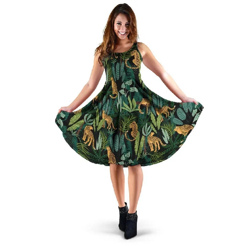 Tropical Leopard Hawaiian Print Dress Tunics Print Colorful