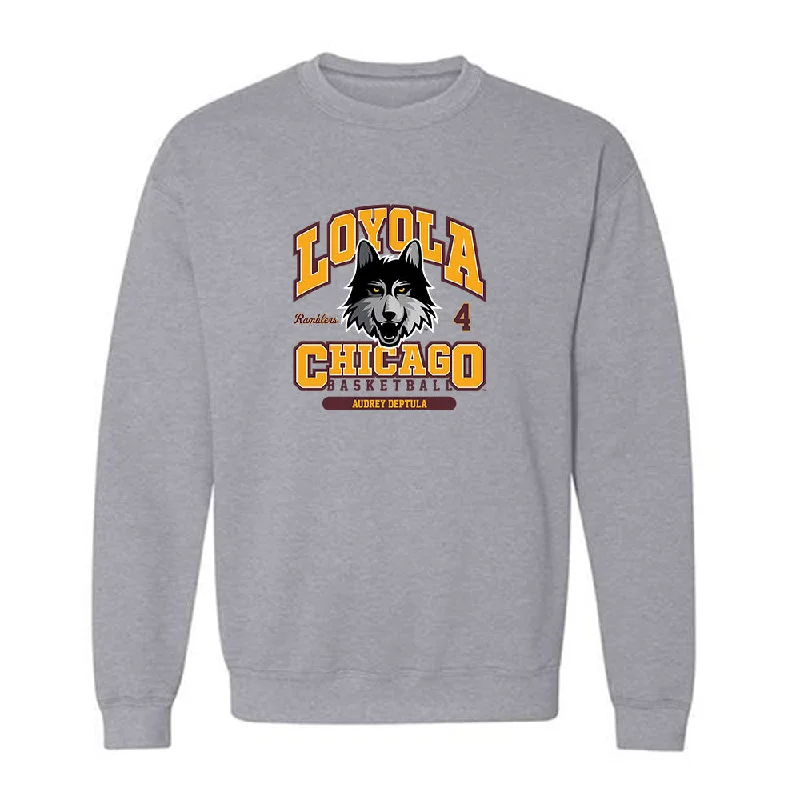 Loyola - NCAA Women's Basketball : Audrey Deptula - Classic Fashion Shersey Crewneck Sweatshirt Hoodie with Tie-Dye Psychedelic Retro Loyola - NCAA Women's Basketball : Audrey Deptula - Classic Fashion Shersey Crewneck Sweatshirt Hoodie with Tie-Dye Psychedelic Retro