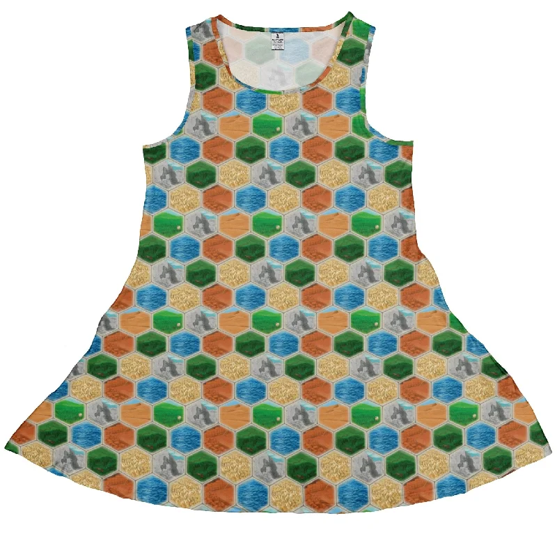 Hexagon Tile Board Game Dress Tunics Modern contemporary