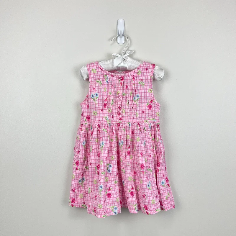 Vintage OshKosh B'gosh Pink Floral Plaid Sun Dress 3T Tunics New arrival
