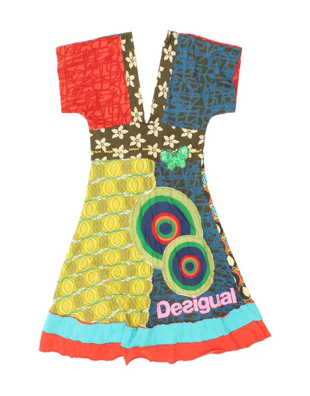 DESIGUAL Womens Abstract Pattern A-Line Dress UK 10 Small Multicoloured Tunics Short Trendy DESIGUAL Womens Abstract Pattern A-Line Dress UK 10 Small Multicoloured Tunics Short Trendy