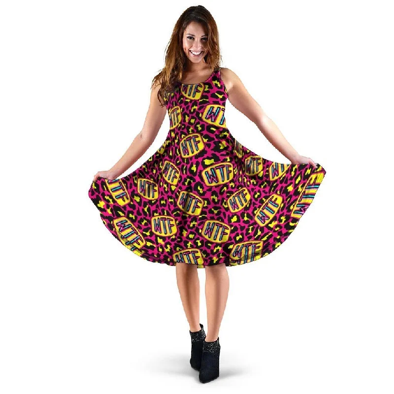 WTF Cheetah Hiphop Graffiti Print Dress Tunics Party sparkling