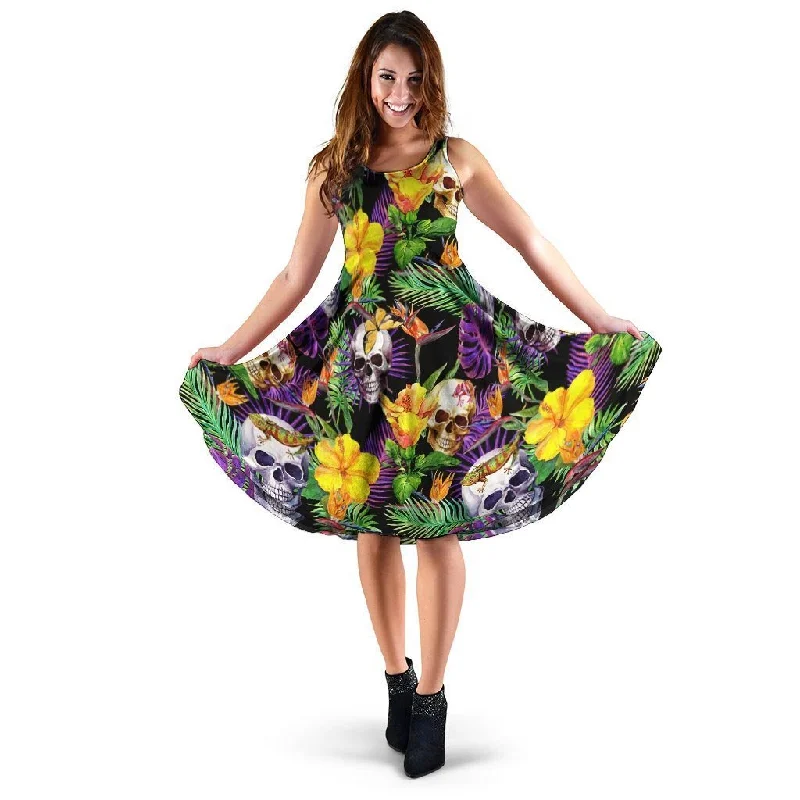 Tropical Hawaiian Skull Dress Tunics Distressed trendy