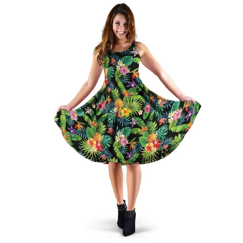 Tropical Hawaiian Floral Print Dress Tunics Leisure comfortable