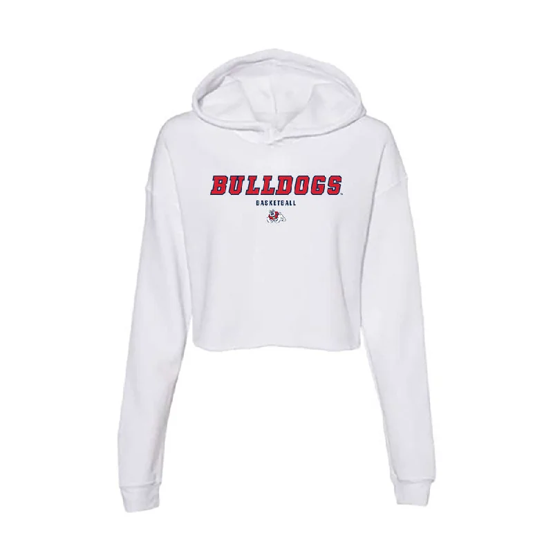 Fresno State - NCAA Women's Basketball : Malaya LeSueur - Women's Crop Fleece Hoodie Hoodie with Double Zipper Versatile Adjustable