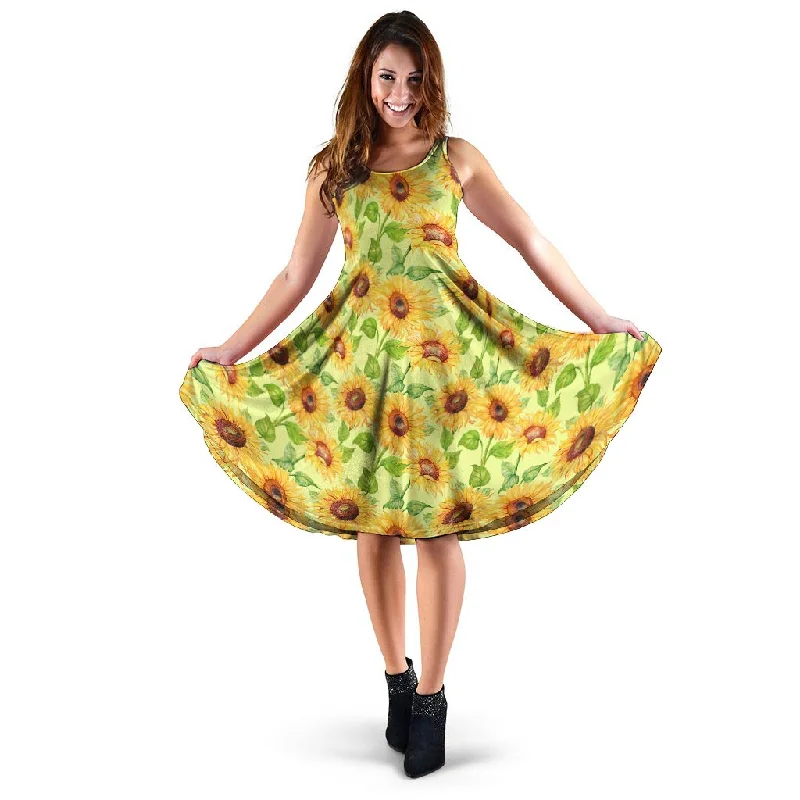 Yellow Sunflower Print Dress Tunics Essential wardrobe
