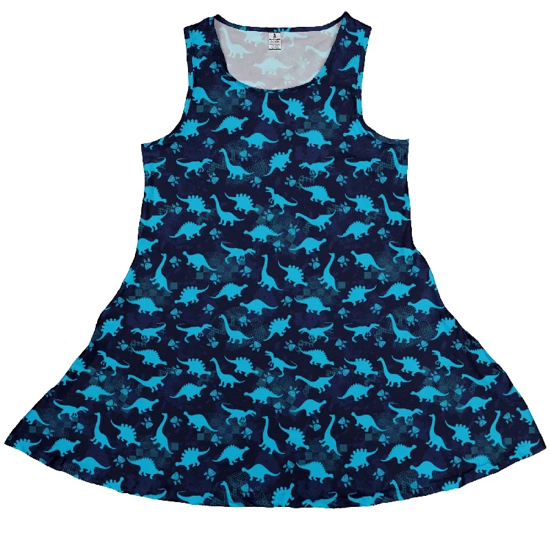 Dinosaur Urban Geometric Blue Dinosaur Dress Tunics Spring floral