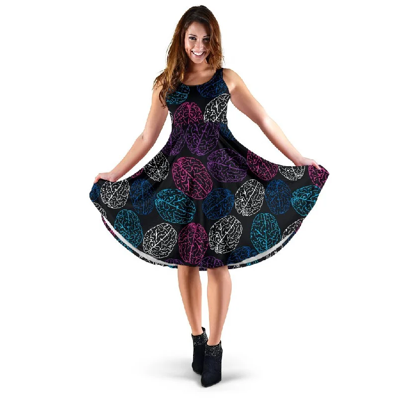 Brain Pattern Print Dress Tunics Prom sequined