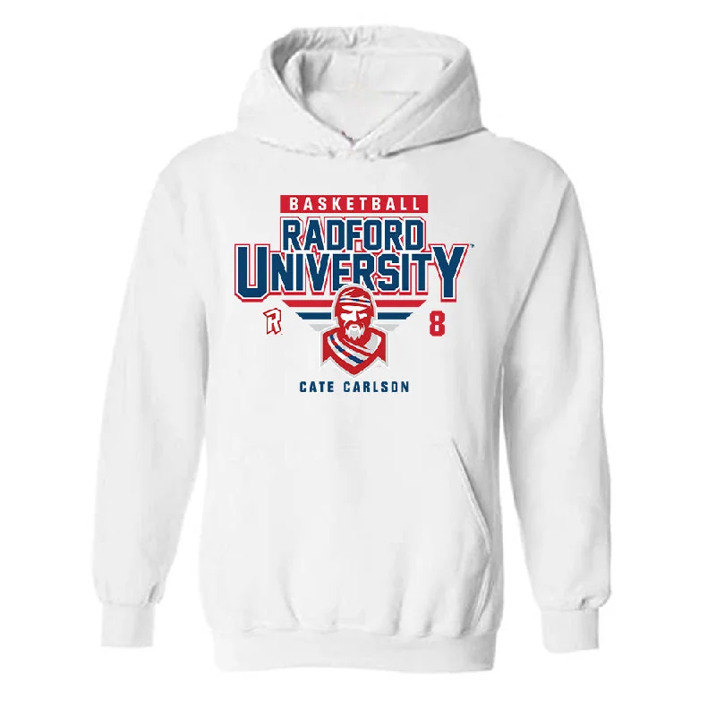 Radford - NCAA Women's Basketball : Cate Carlson - Classic Fashion Shersey Hooded Sweatshirt Hoodie with Slim Fit Tailored Modern
