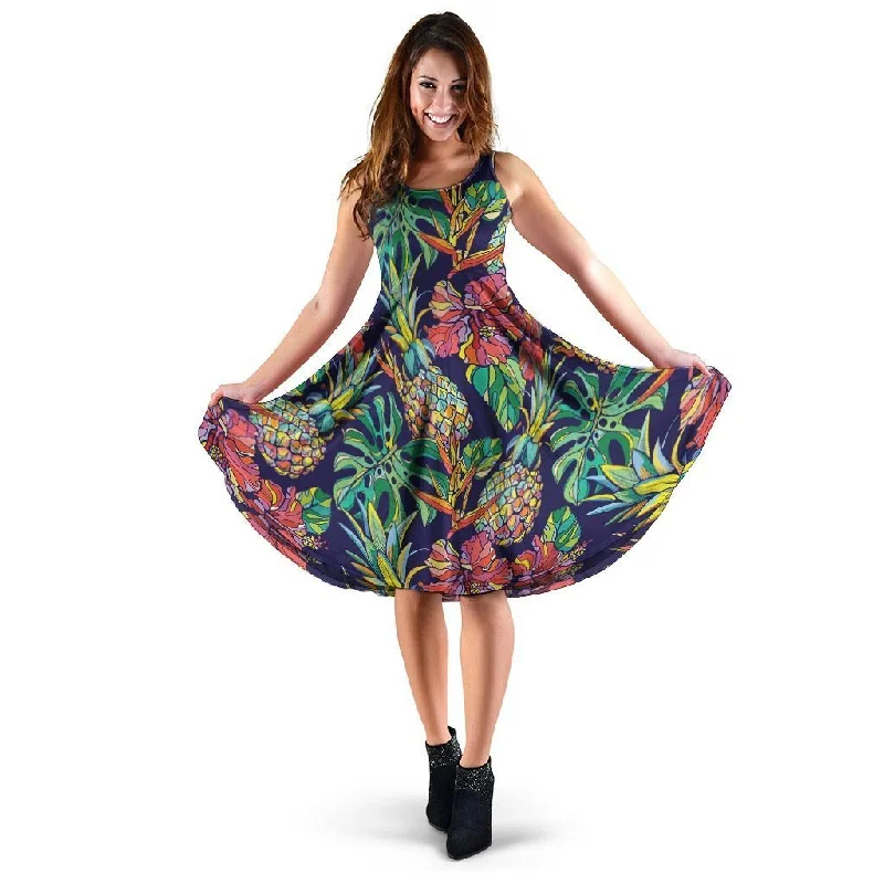Tropical Floral Pineapple Print Dress Tunics Occasion special