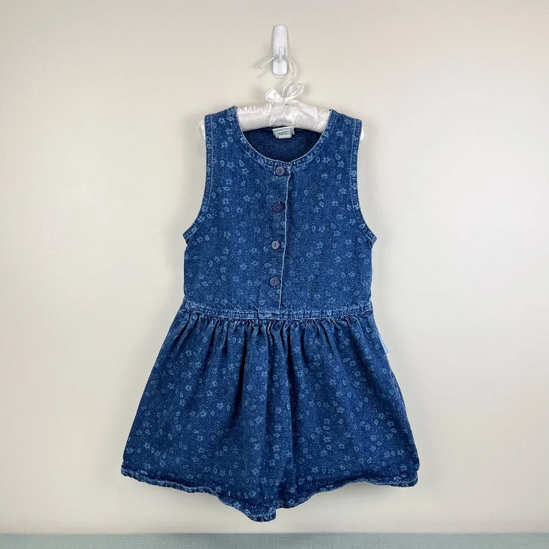 Vintage OshKosh B'gosh Blue Paisley Jumper Dress 6 USA Tunics Yoga stretchy