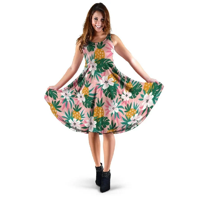 Tropical Flower Hawaiian Pineapple Print Dress Tunics Business professional