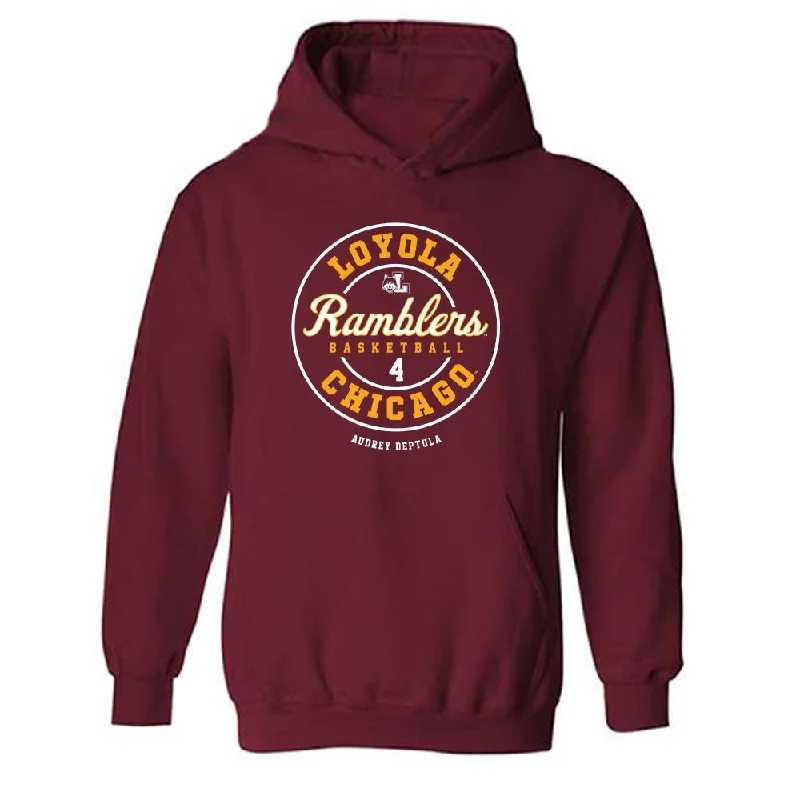 Loyola - NCAA Women's Basketball : Audrey Deptula - Classic Fashion Shersey Hooded Sweatshirt Hoodie with Rhinestones Sparkly Elegant Loyola - NCAA Women's Basketball : Audrey Deptula - Classic Fashion Shersey Hooded Sweatshirt Hoodie with Rhinestones Sparkly Elegant