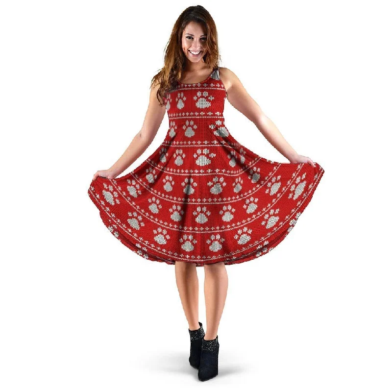Ugly Christmas Paw Dress Tunics Versatile all-occasion