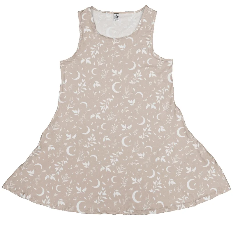 Episodic Crescent Moon Garden Biege Dress Tunics Versatile functional