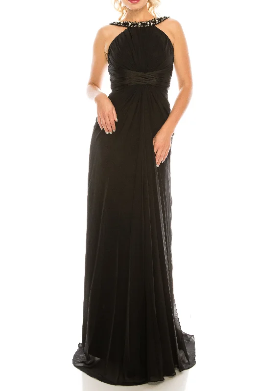 Odrella Gathered Embellished Halter Evening Dress (Additional Colors) Tunics Review highly