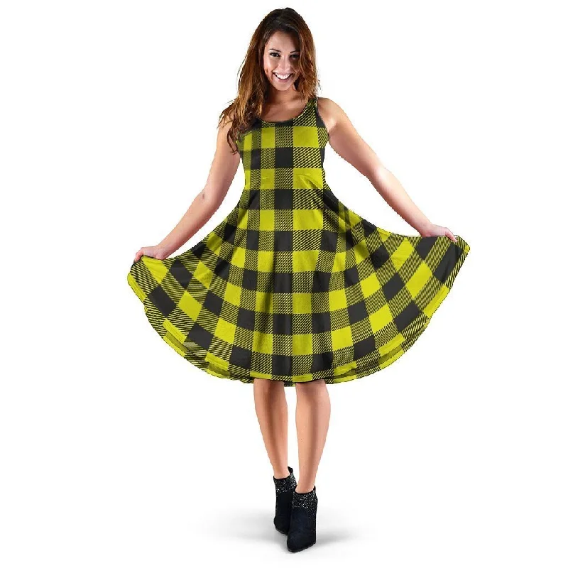 Yellow Plaid Dress Tunics Versatile all-occasion