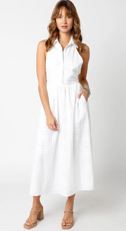 White Collared Dress Shift Classic Vintage