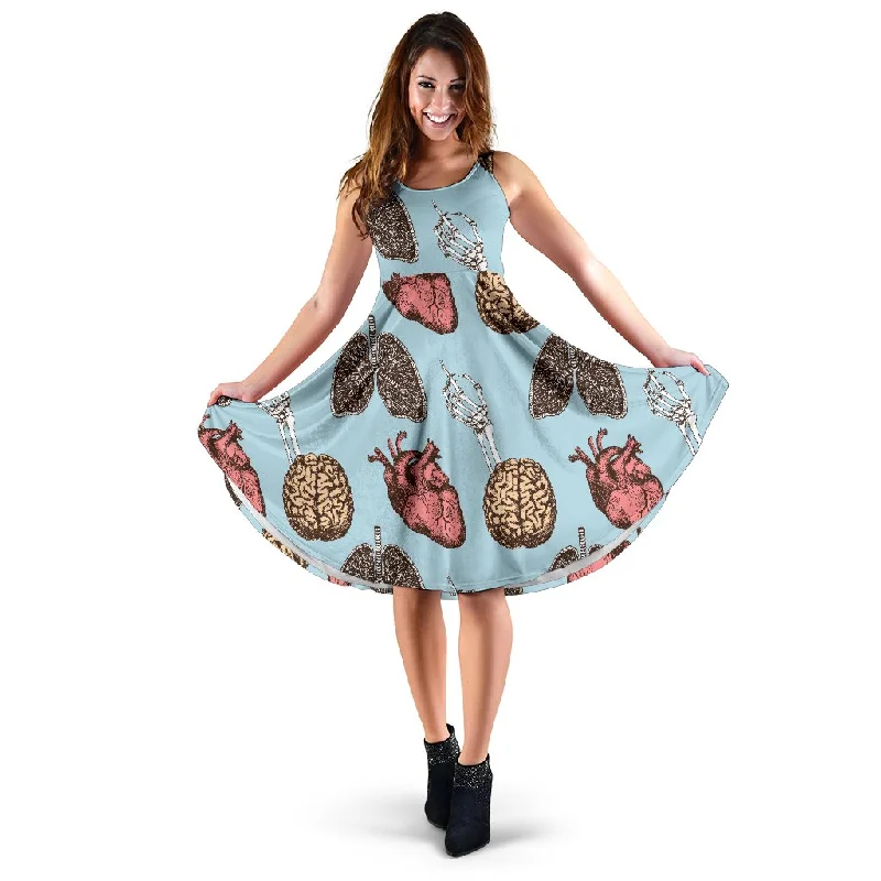Anatomy Pattern Print Dress Tunics Summer linen