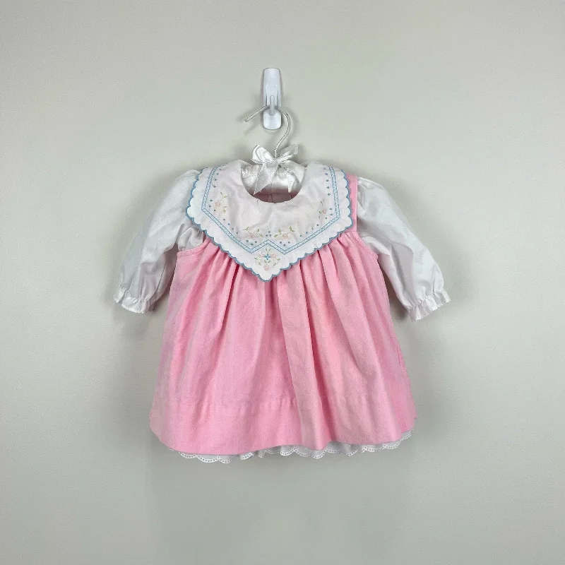 Vintage Pink White Collared Dress 9 Months Tunics Distressed trendy