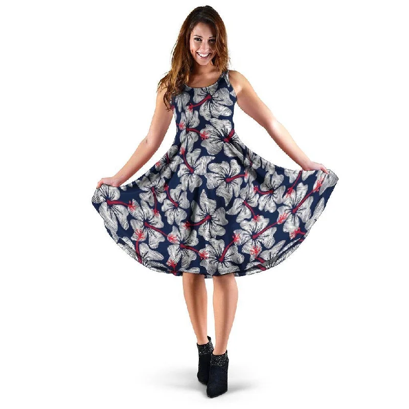 White Hibiscus Tropical Floral Hawaiian Print Dress Tunics Recommended stylist