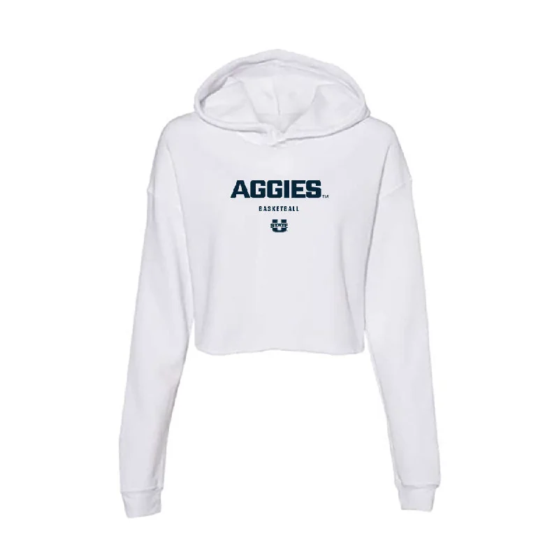 Utah State - NCAA Women's Basketball : Jamisyn Heaton - Women's Crop Fleece Hoodie Hoodie with Hem Contrast Bold Stylish Utah State - NCAA Women's Basketball : Jamisyn Heaton - Women's Crop Fleece Hoodie Hoodie with Hem Contrast Bold Stylish