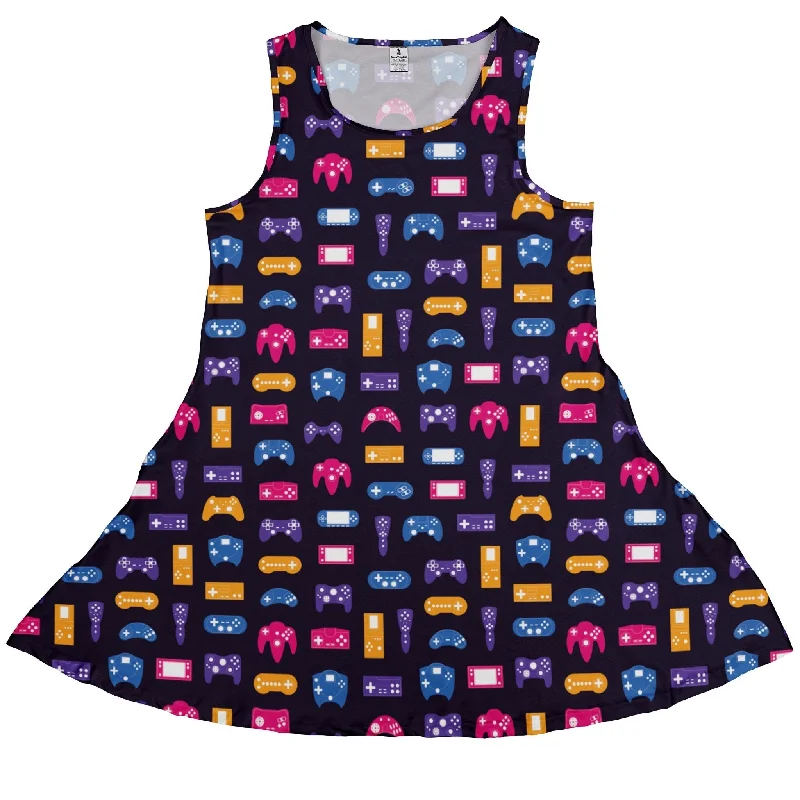 Game Controllers Purple Video Game Dress Cowl Neckline Elegant